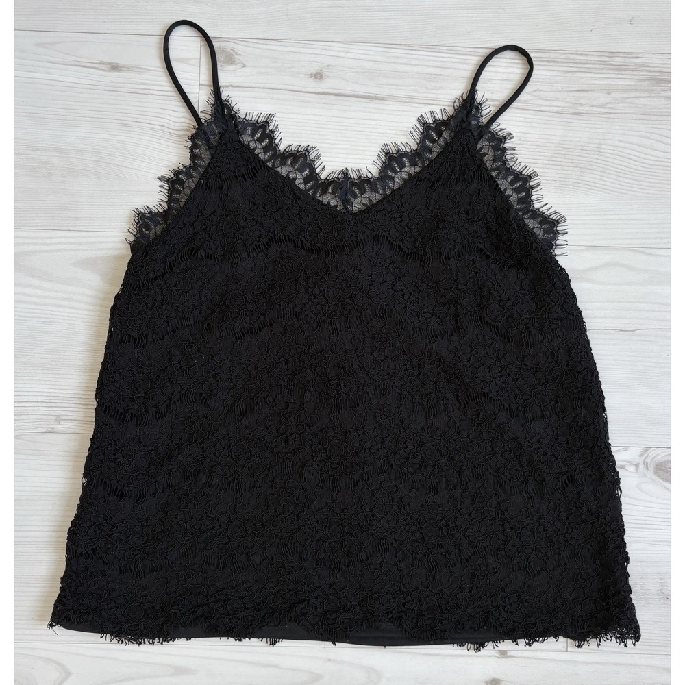 Monteau Los Angeles‎ Black Lace Tank Top Women M Lined Floral Whimsigoth Fairy